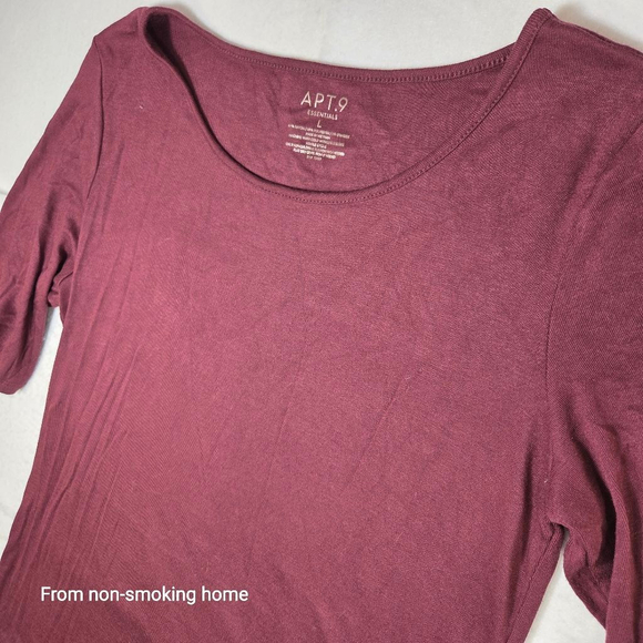Women's APT.9 Maroon Short Sleeve Tee L - Picture 3 of 6